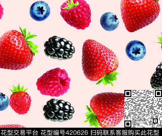 草莓水果提子数码印花华亿平台下载（图片编号: 420626） - 瓦栏（Walan）