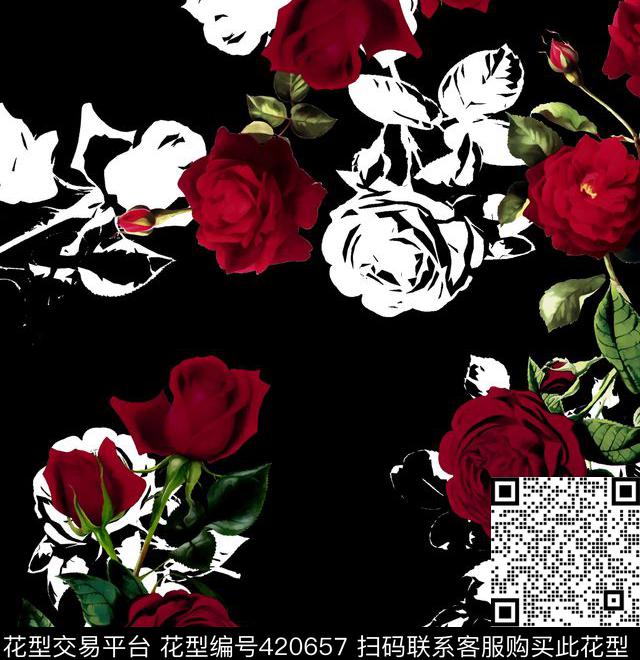 2015秋冬D&G玫瑰数码印花华亿平台下载（图片编号: 420657） - 瓦栏（Walan）