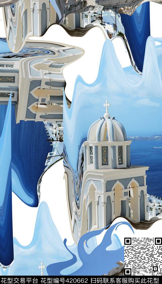 潮流风景复古数码印花华亿平台下载（图片编号: 420662） - 瓦栏（Walan）