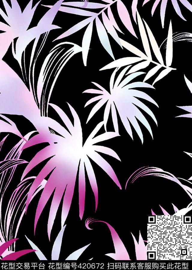 热带风情热带花卉热带雨林传统印花华亿平台下载（图片编号: 420672） - 瓦栏（Walan）