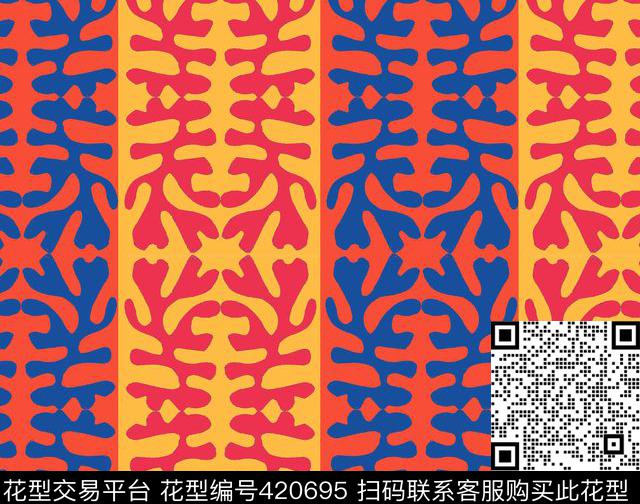 复古条纹花卉传统印花华亿平台下载（图片编号: 420695） - 瓦栏（Walan）