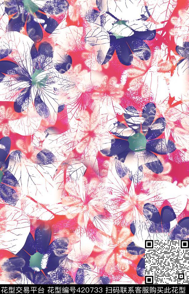 大牌花卉简约数码印花华亿平台下载（图片编号: 420733） - 瓦栏（Walan）