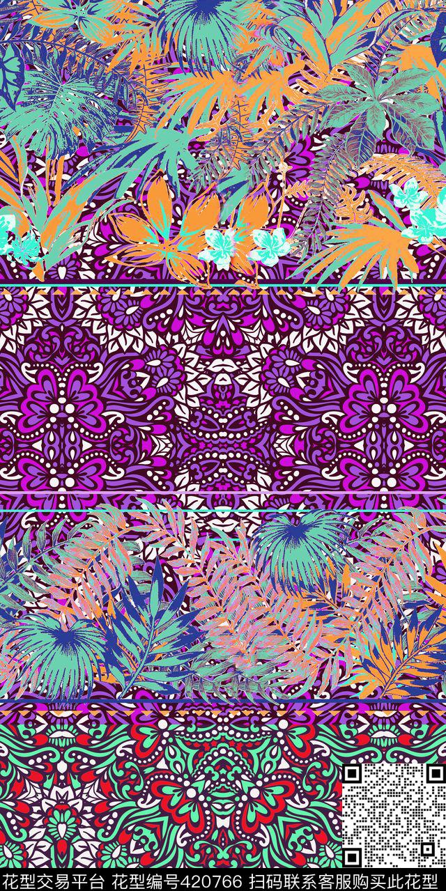 定位花卉民族数码印花华亿平台下载（图片编号: 420766） - 瓦栏（Walan）