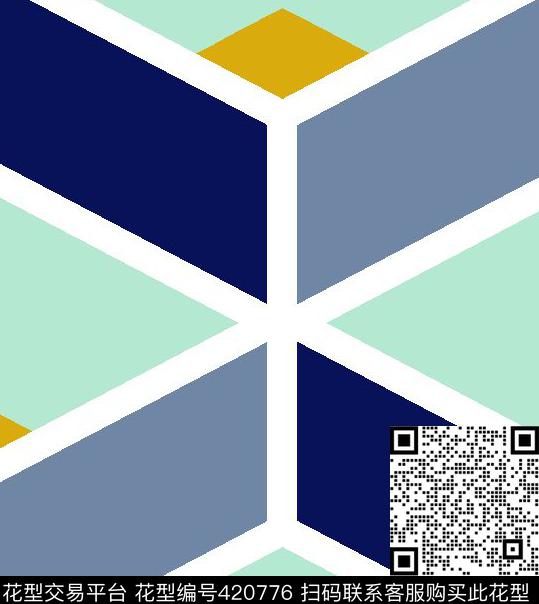 格子几何色块传统印花华亿平台下载（图片编号: 420776） - 瓦栏（Walan）