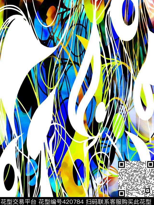 抽象动感原创女装数码印花华亿平台下载（图片编号: 420784） - 瓦栏（Walan）