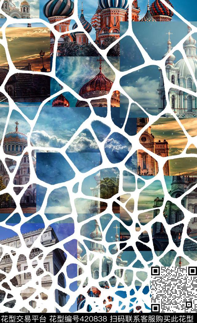 城市男装蜘蛛网数码印花华亿平台下载（图片编号: 420838） - 瓦栏（Walan）