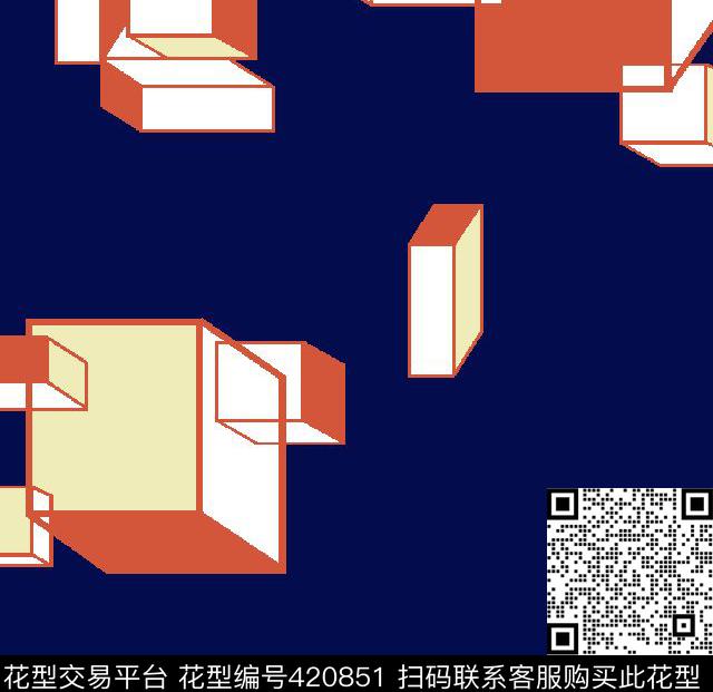 几何立体三维传统印花华亿平台下载（图片编号: 420851） - 瓦栏（Walan）