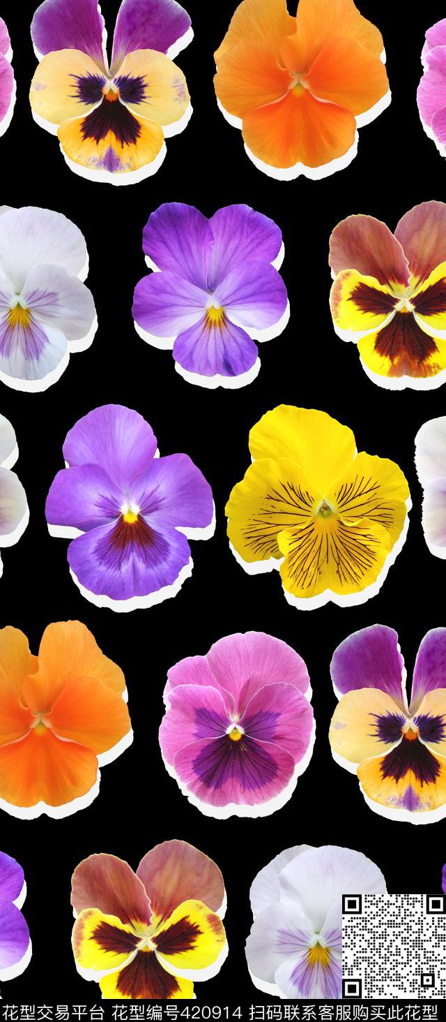 花卉兰花潘神花卉类数码印花华亿平台下载（图片编号: 420914） - 瓦栏（Walan）