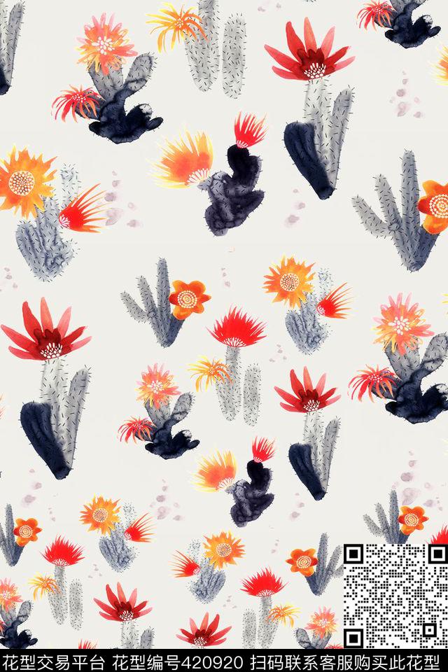 女装四方连续花鸟植物传统印花华亿平台下载（图片编号: 420920） - 瓦栏（Walan）