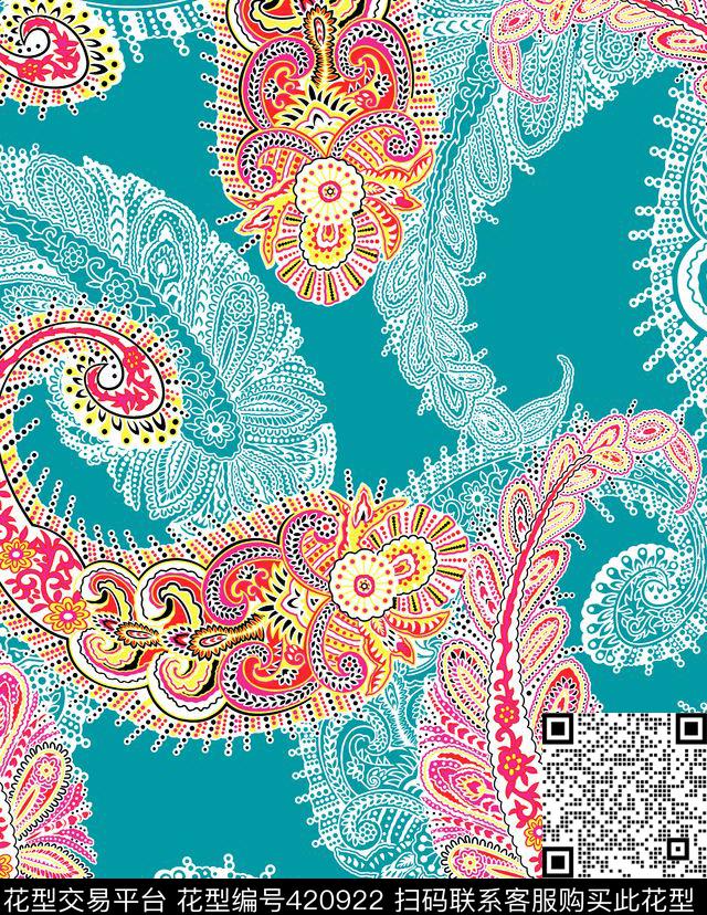 花花世界腰果时尚花奔传统印花华亿平台下载（图片编号: 420922） - 瓦栏（Walan）