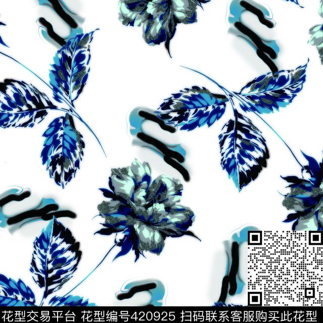 抽象花瓣花卉数码印花华亿平台下载（图片编号: 420925） - 瓦栏（Walan）