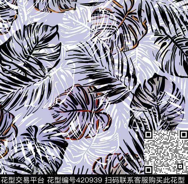热带植物龟背叶传统印花华亿平台下载（图片编号: 420939） - 瓦栏（Walan）