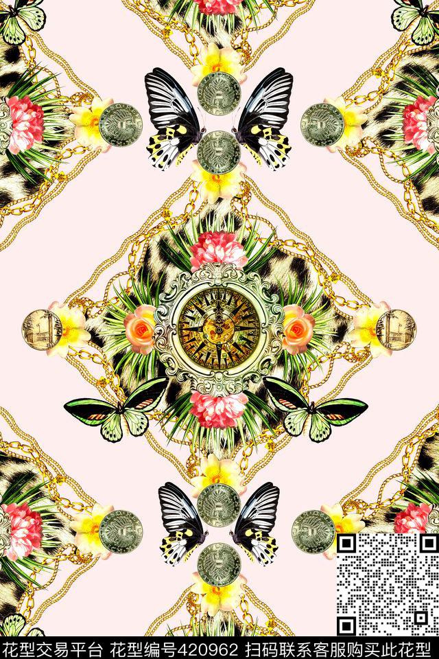 时尚豹纹花朵数码印花华亿平台下载（图片编号: 420962） - 瓦栏（Walan）