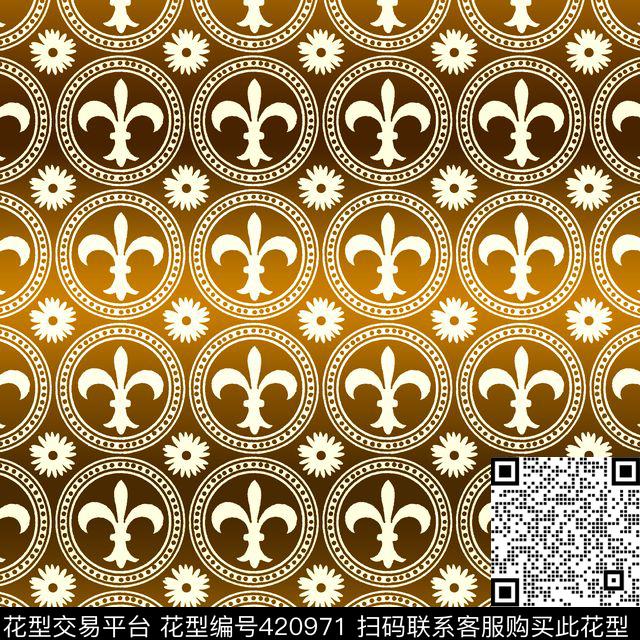 欧洲雏菊鸢尾花传统印花华亿平台下载（图片编号: 420971） - 瓦栏（Walan）