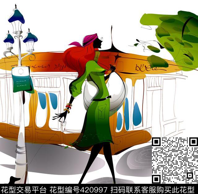 美女休闲都市数码印花华亿平台下载（图片编号: 420997） - 瓦栏（Walan）