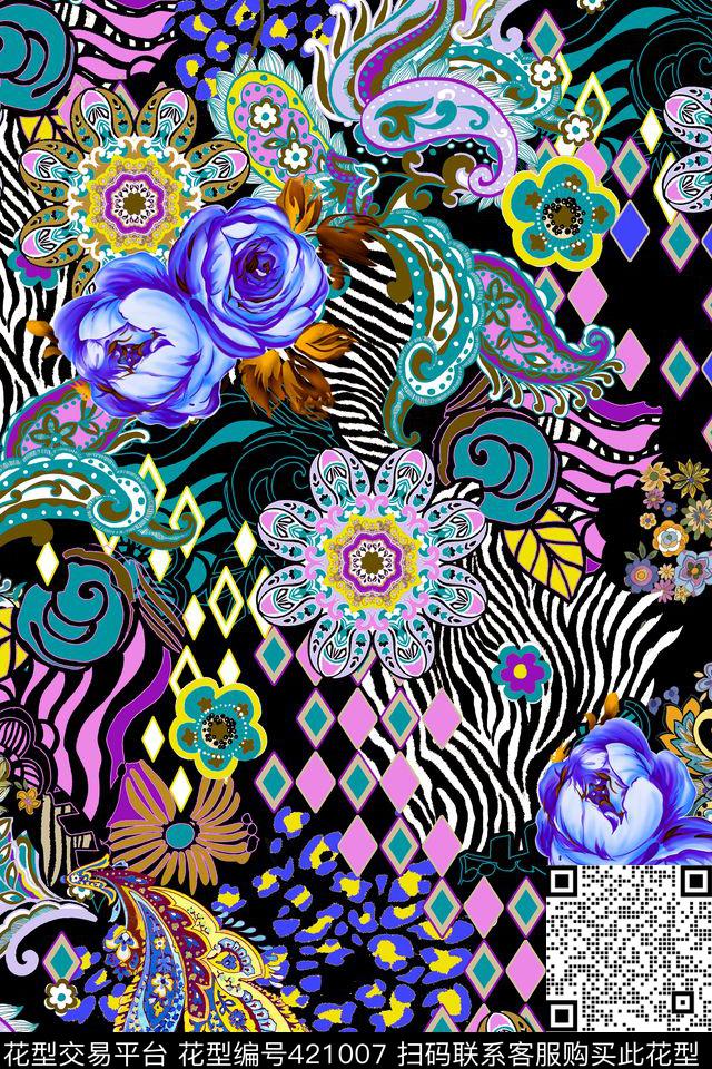 欧式佩斯里斑马纹传统印花华亿平台下载（图片编号: 421007） - 瓦栏（Walan）
