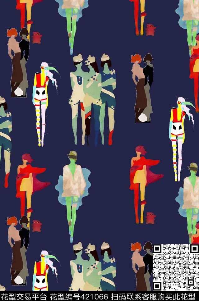 时尚简约插画sunday_纯电脑手绘图数码印花华亿平台下载（图片编号: 421066） - 瓦栏（Walan）