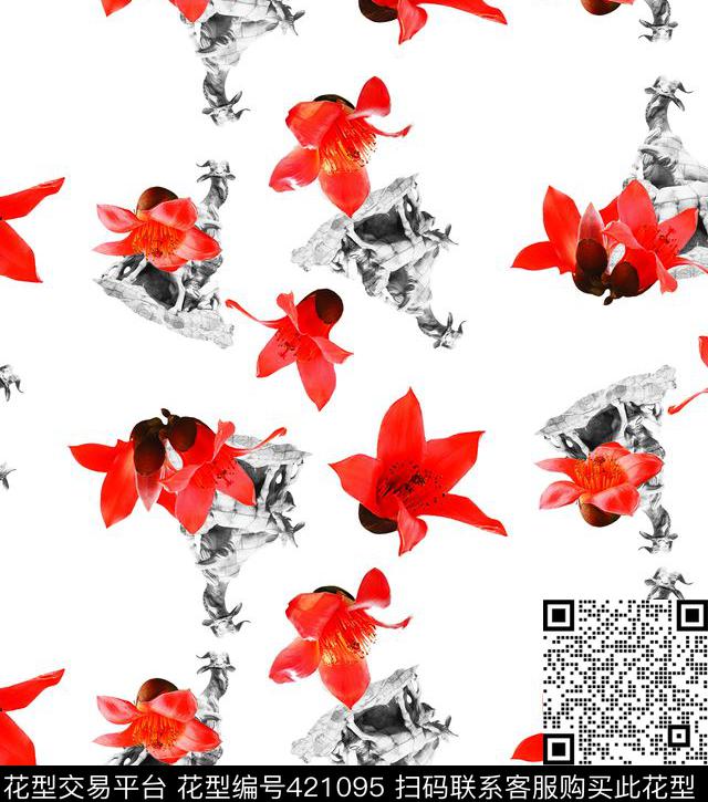 花卉木棉花五羊城数码印花华亿平台下载（图片编号: 421095） - 瓦栏（Walan）