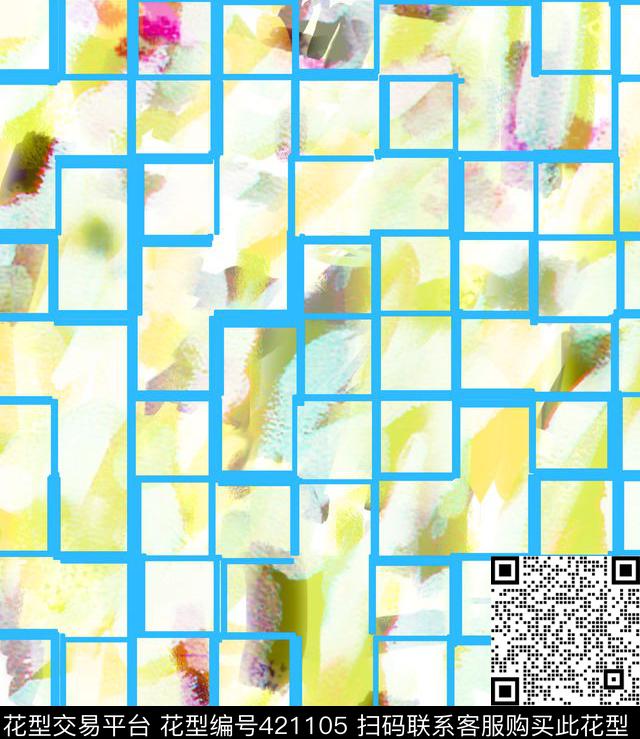 拼接几何肌理数码印花华亿平台下载（图片编号: 421105） - 瓦栏（Walan）