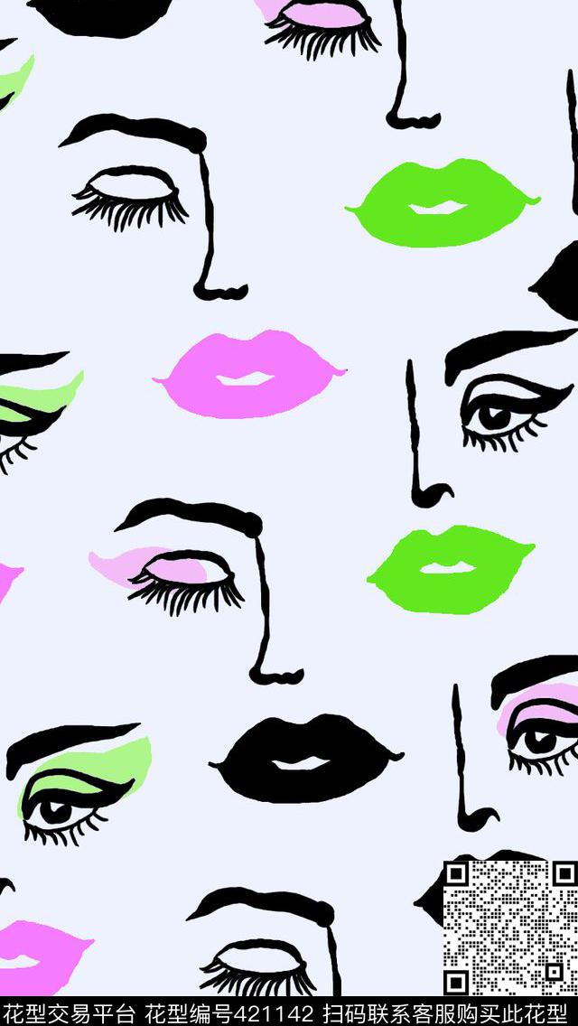 人物唇简洁传统印花华亿平台下载（图片编号: 421142） - 瓦栏（Walan）
