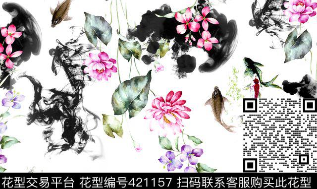 动物水彩花卉中国风数码印花华亿平台下载（图片编号: 421157） - 瓦栏（Walan）