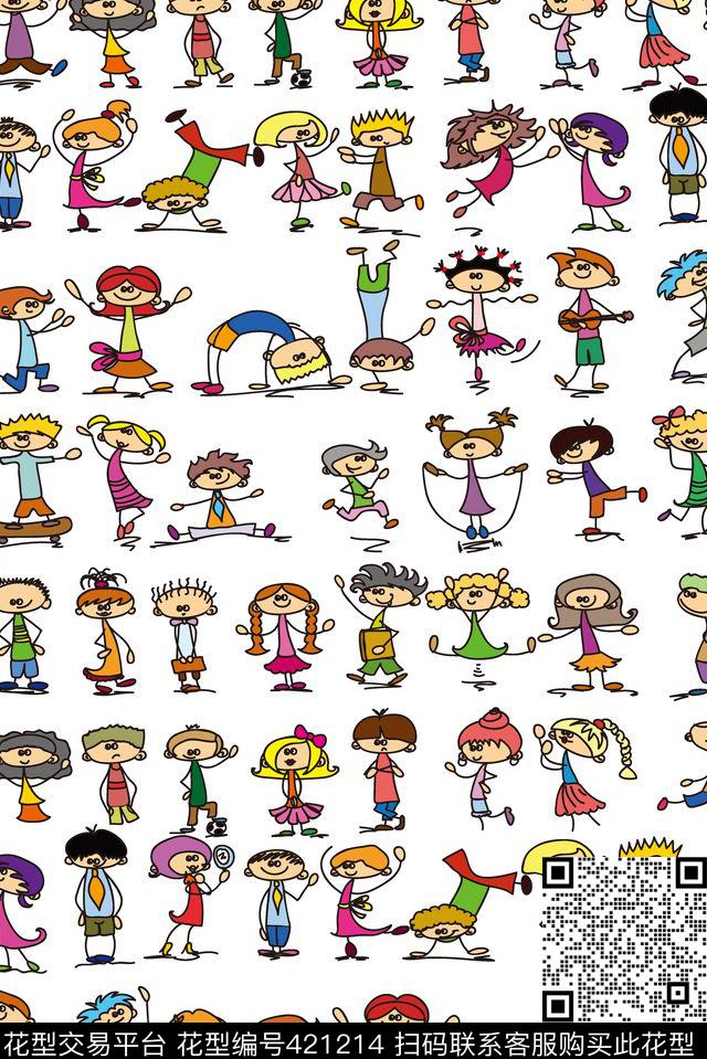 可爱卡通儿童传统印花华亿平台下载（图片编号: 421214） - 瓦栏（Walan）
