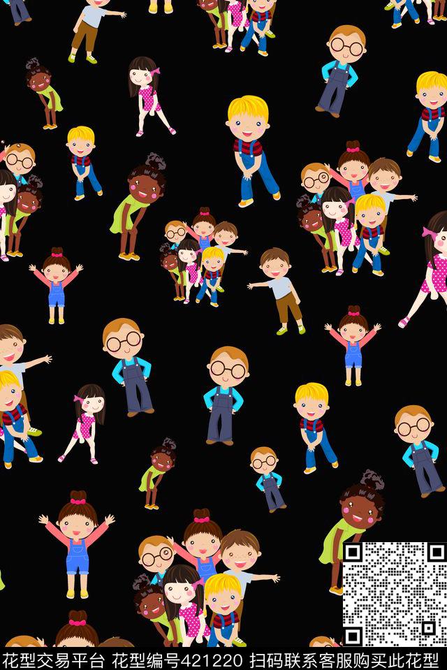 卡通可爱儿童传统印花华亿平台下载（图片编号: 421220） - 瓦栏（Walan）