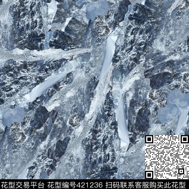 潮流复古冰川数码印花华亿平台下载（图片编号: 421236） - 瓦栏（Walan）