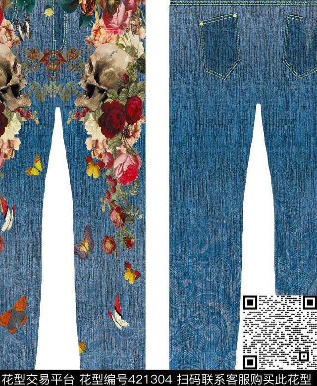 抽象花牛仔数码印花华亿平台下载（图片编号: 421304） - 瓦栏（Walan）