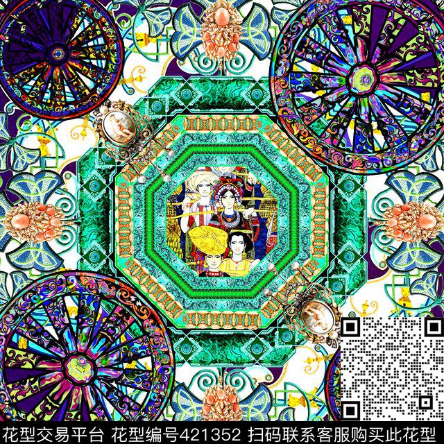 车轮绣花珠宝数码印花华亿平台下载（图片编号: 421352） - 瓦栏（Walan）
