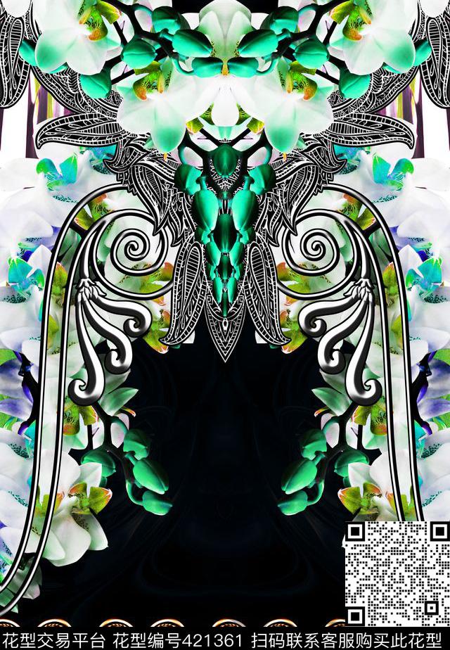 欧美风花旗袍数码印花华亿平台下载（图片编号: 421361） - 瓦栏（Walan）