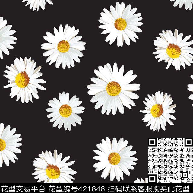 花卉时尚简约手绘数码印花华亿平台下载（图片编号: 421646） - 瓦栏（Walan）