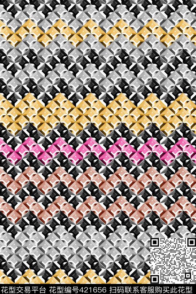 马赛克玻璃几何纹样几何数码印花华亿平台下载（图片编号: 421656） - 瓦栏（Walan）