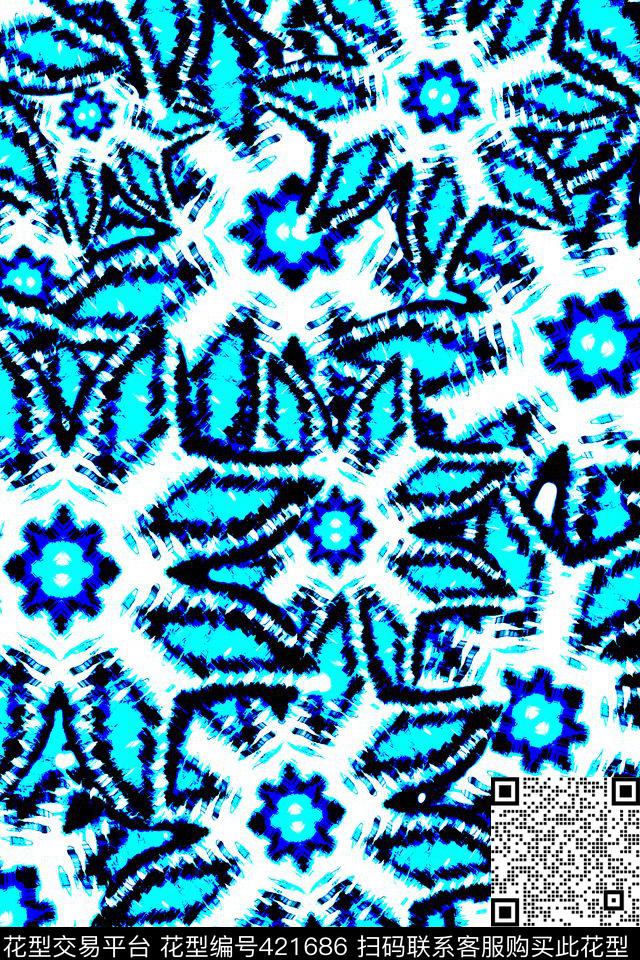 纹理扎染满版数码印花华亿平台下载（图片编号: 421686） - 瓦栏（Walan）