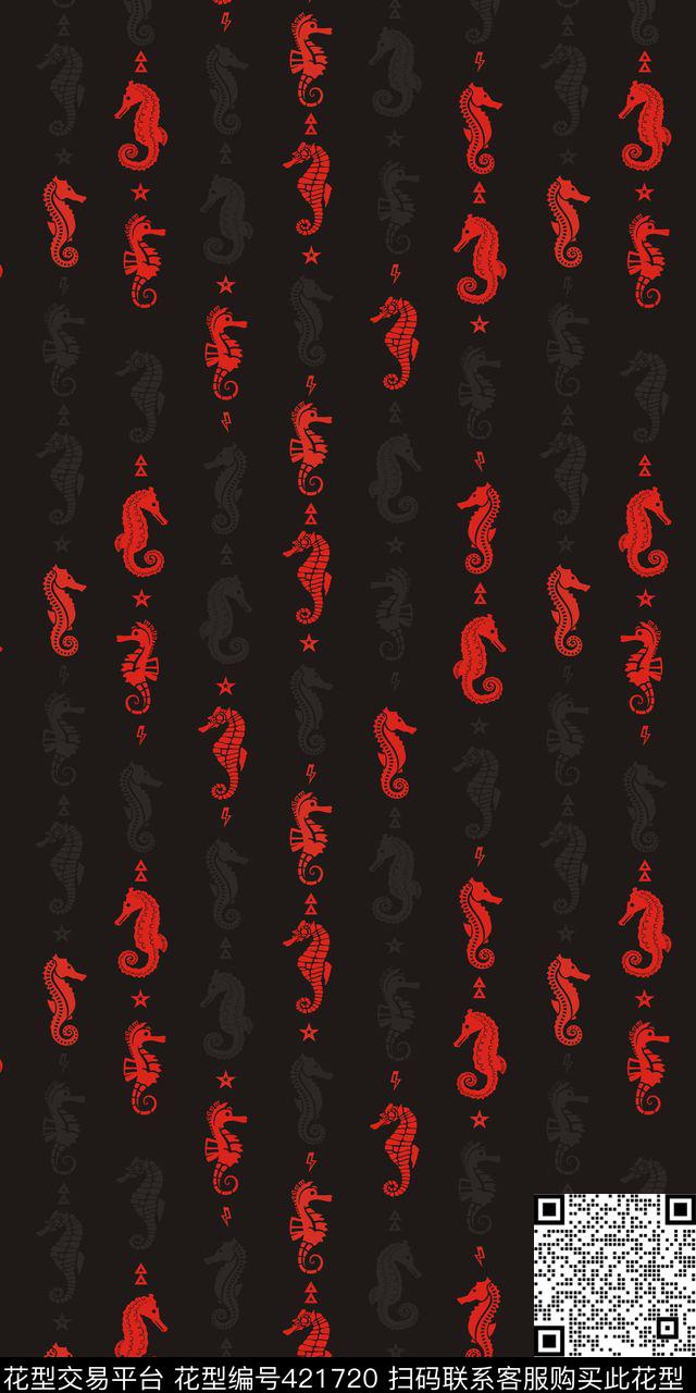 动物元素海马欧式传统印花华亿平台下载（图片编号: 421720） - 瓦栏（Walan）