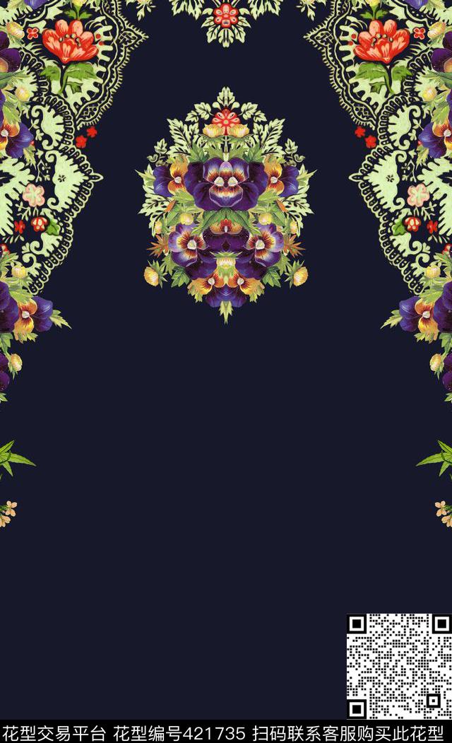 定位华亿平台欧式花卉数码印花华亿平台下载（图片编号: 421735） - 瓦栏（Walan）