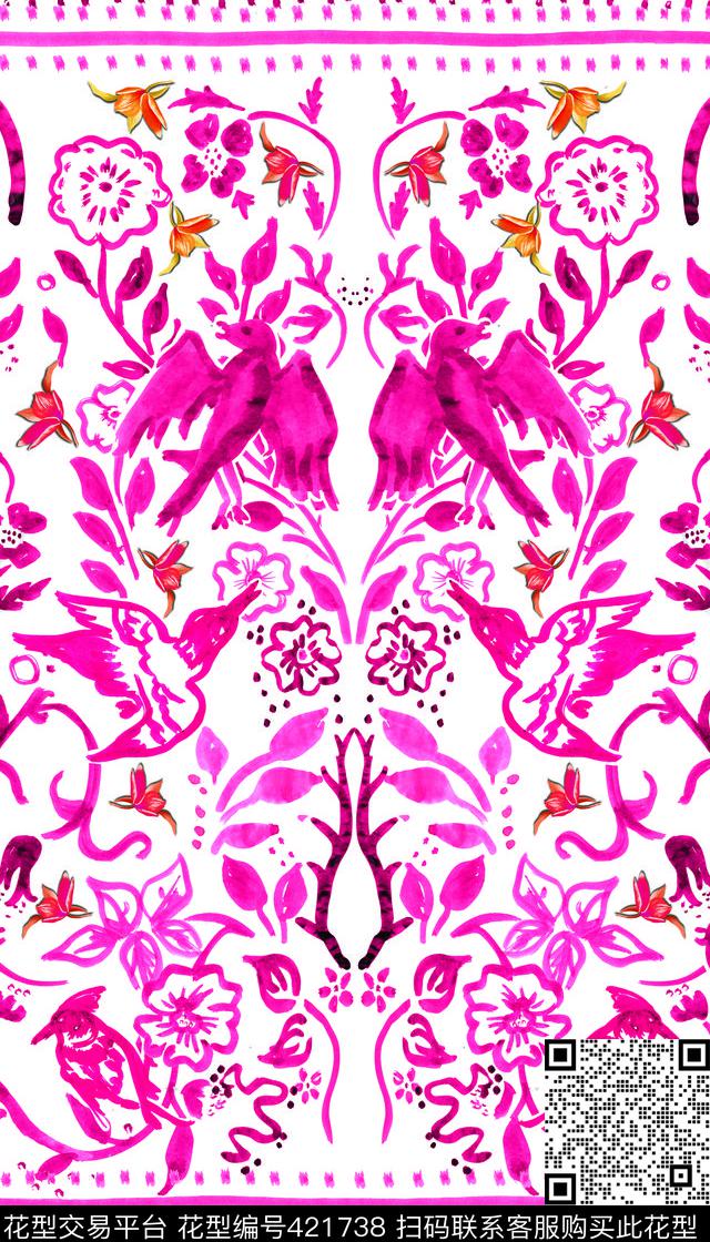 长方丝巾四方连续抽象几何传统印花华亿平台下载（图片编号: 421738） - 瓦栏（Walan）