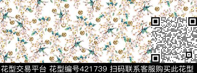 花瓣花卉纯色底散花数码印花华亿平台下载（图片编号: 421739） - 瓦栏（Walan）