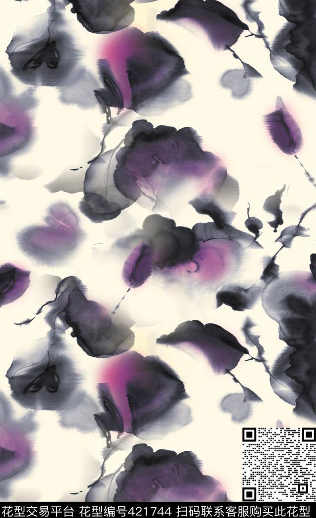 时尚休闲花卉手绘传统印花华亿平台下载（图片编号: 421744） - 瓦栏（Walan）