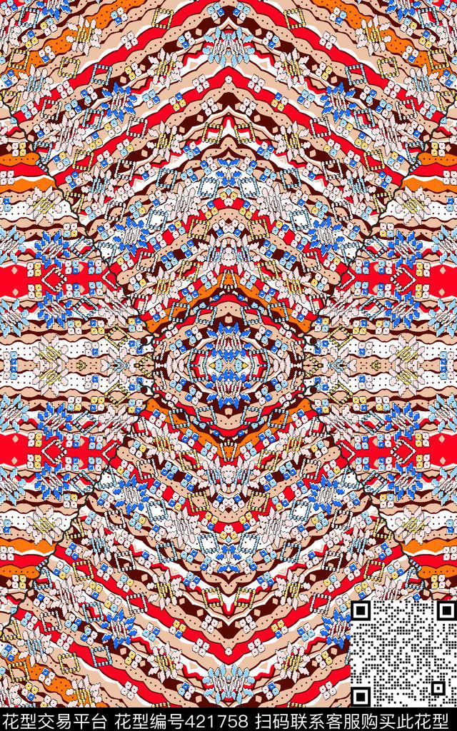 对称小清新几何传统印花华亿平台下载（图片编号: 421758） - 瓦栏（Walan）