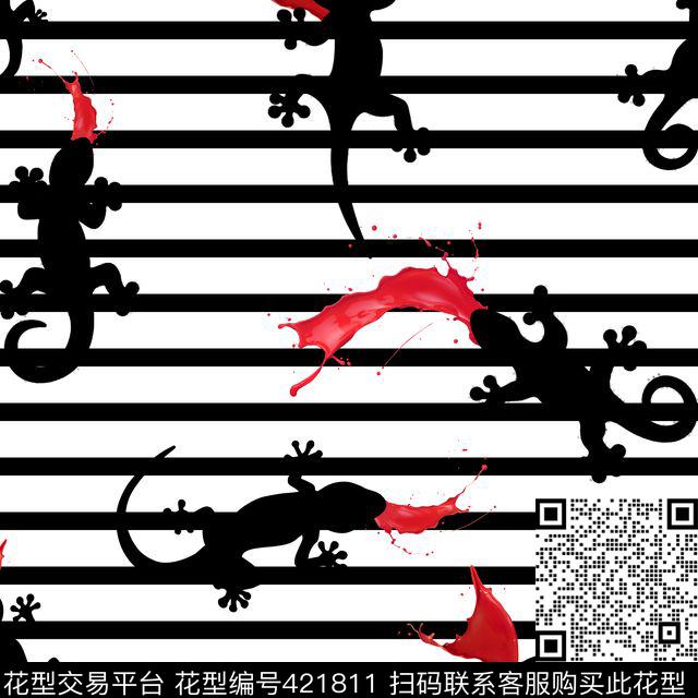 壁虎动物个性数码印花华亿平台下载（图片编号: 421811） - 瓦栏（Walan）