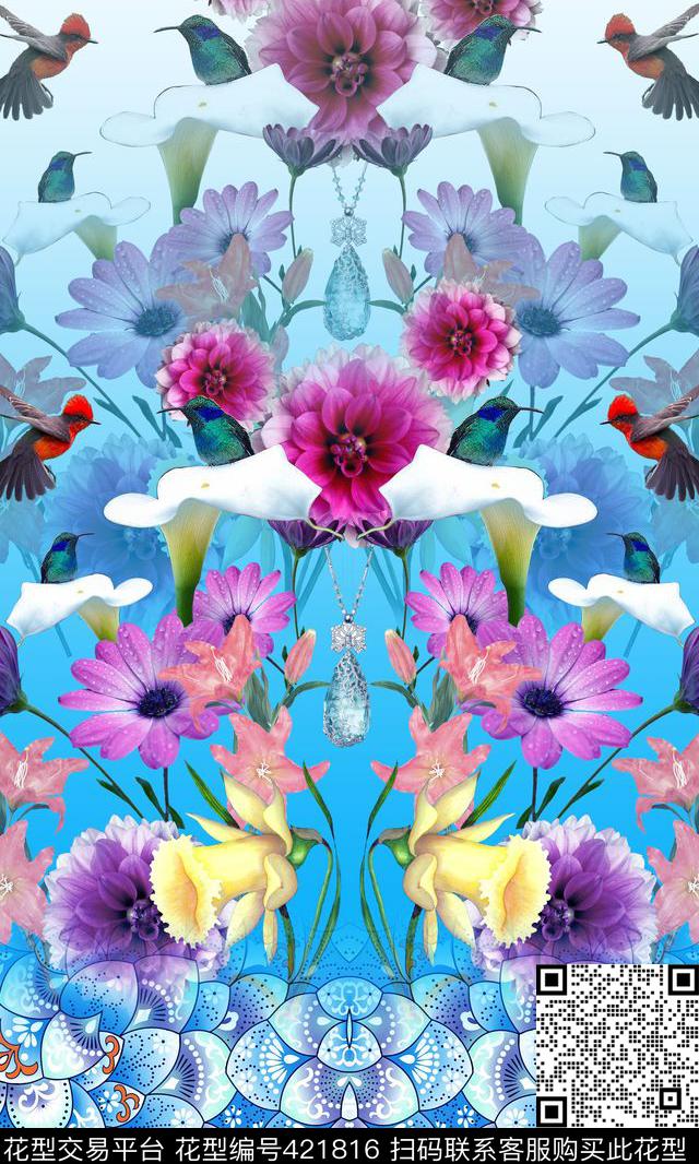 定位花鸟珠宝数码印花华亿平台下载（图片编号: 421816） - 瓦栏（Walan）