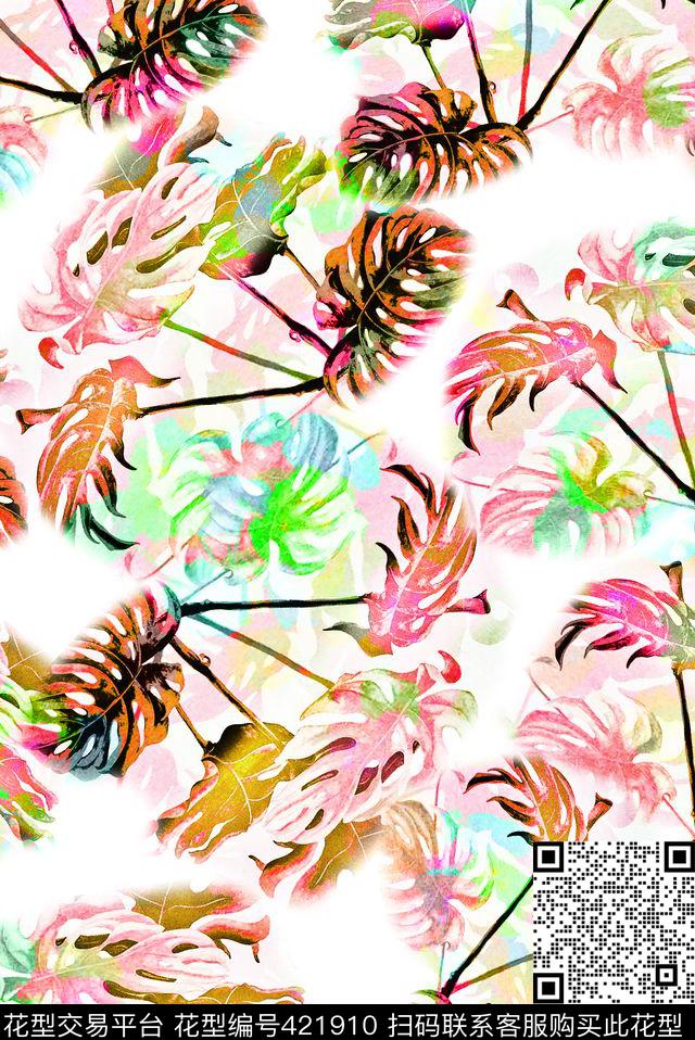 多彩花卉花卉植物数码印花华亿平台下载（图片编号: 421910） - 瓦栏（Walan）