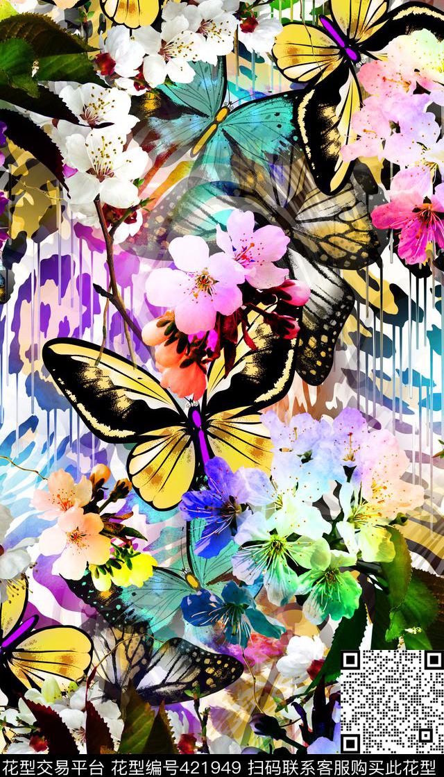动物纹服装蝴蝶数码印花华亿平台下载（图片编号: 421949） - 瓦栏（Walan）