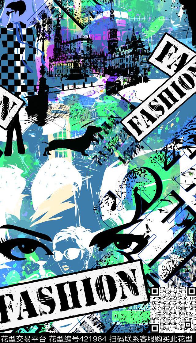 时尚欧式摩登女郎传统印花华亿平台下载（图片编号: 421964） - 瓦栏（Walan）