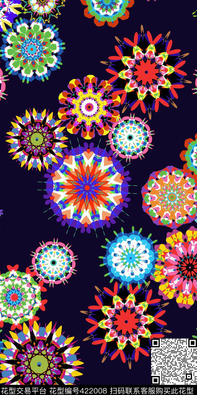 民族风圆形图腾女装传统印花华亿平台下载（图片编号: 422008） - 瓦栏（Walan）