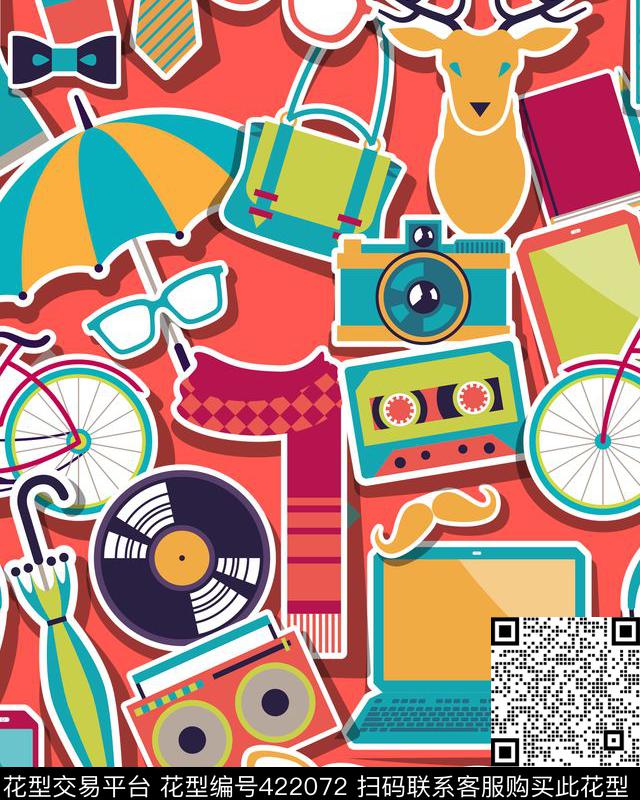 卡通可爱趣味传统印花华亿平台下载（图片编号: 422072） - 瓦栏（Walan）
