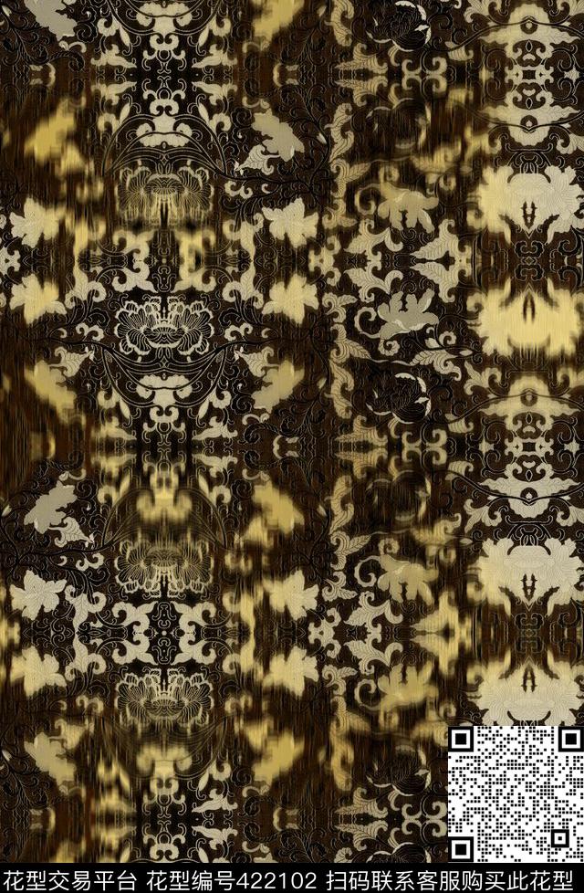 数码印花纹样方形民族佩斯利数码印花华亿平台下载（图片编号: 422102） - 瓦栏（Walan）