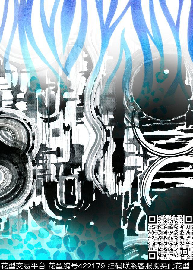 T恤豹纹条纹笔触数码印花华亿平台下载（图片编号: 422179） - 瓦栏（Walan）