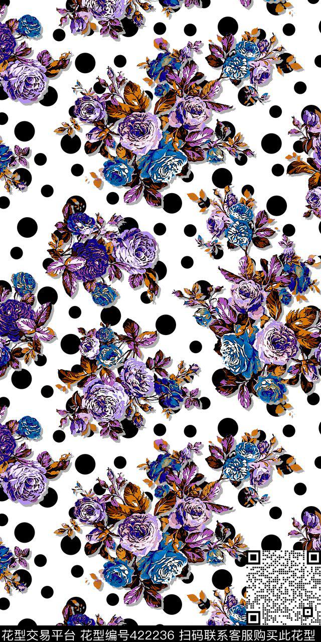 花卉花朵波点传统印花华亿平台下载（图片编号: 422236） - 瓦栏（Walan）